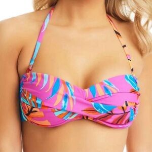 Bar III Women's Paradise In The Palms Twist Bandeau Bikini Top size S